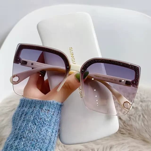 Lunettes de soleil surdimensionnées pour hommes et femmes, mode sans bords, Vintage, carrées, Design