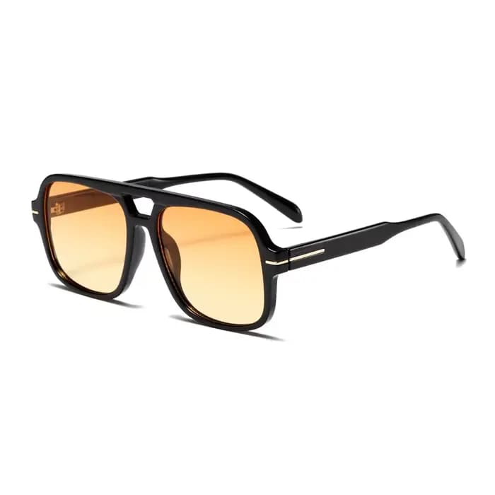 3507 Lunettes de soleil aviateur carrées à double pont - Style pilote vintage UV400, lunettes de sol