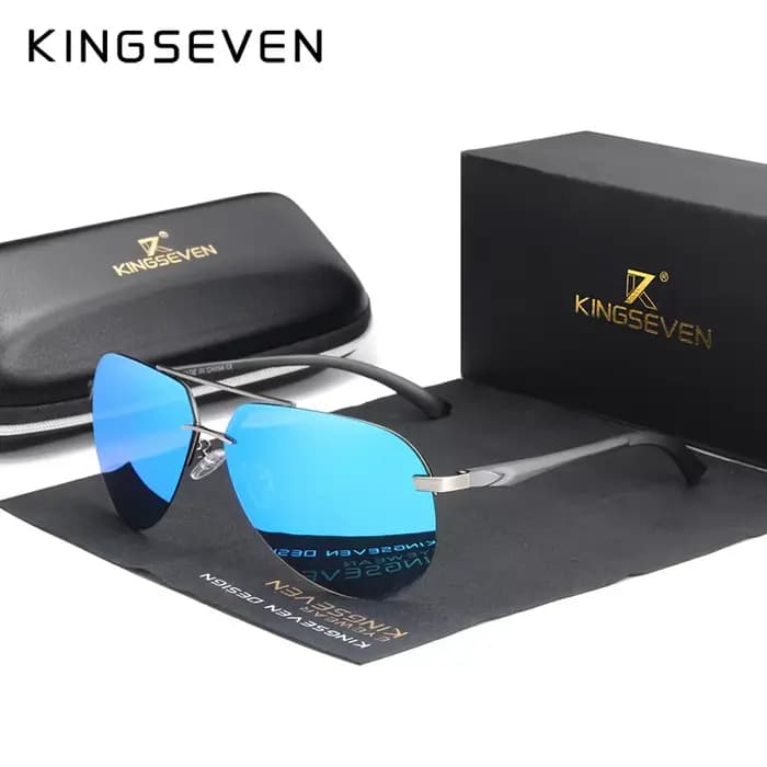 KINGSEVEN aluminium magnésium polarisé sans monture lentille lunettes de soleil pour hommes haute dé