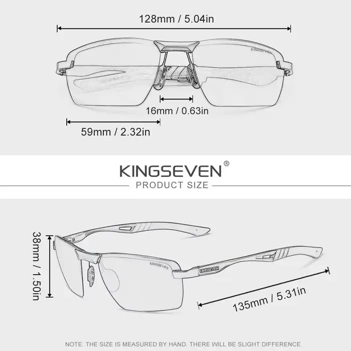 KINGSEVEN Lunettes de soleil polarisées sans monture en aluminium pour hommes, protection UV400, sty