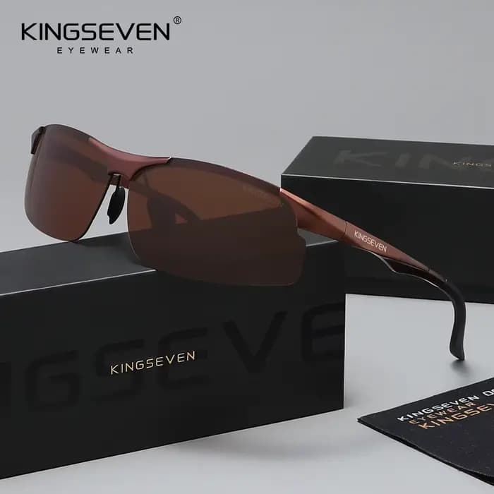 KINGSEVEN – lunettes de soleil polarisées UV400 pour hommes et femmes, monture en aluminium, de haut