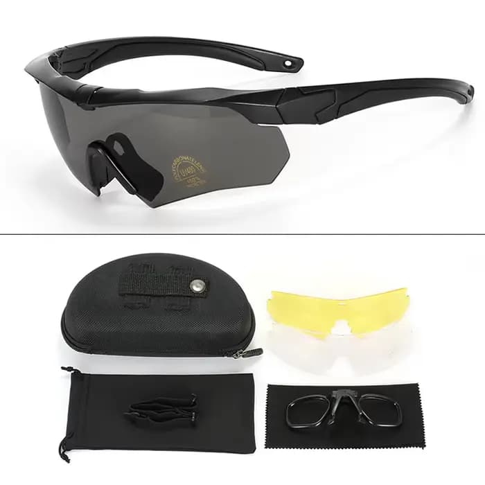 Lunettes tactiques CS Airsoft, lunettes de tir coupe-vent, HD, 3 lentilles, motocross, moto, alpinis