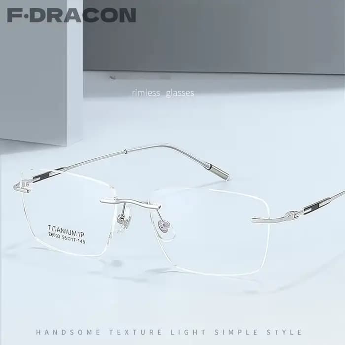 F · DRACON lunettes sans cadre en titane pur lunettes carrées simples et rétro pour hommes monture o