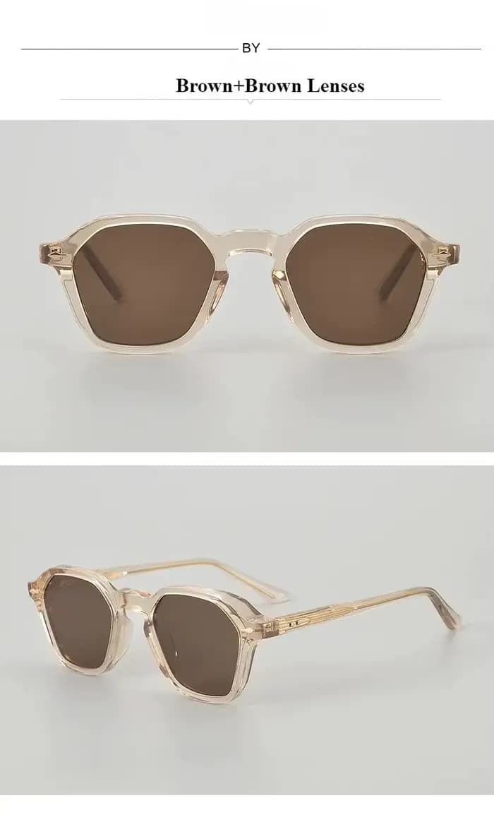 Lunettes de soleil japonaises faites à la main en acétate épais, design polygonal, protection UV de 
