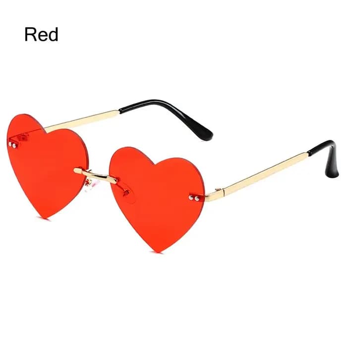 Lunettes de soleil en forme de cœur sans monture pour femmes, lunettes de soleil à monture en métal 