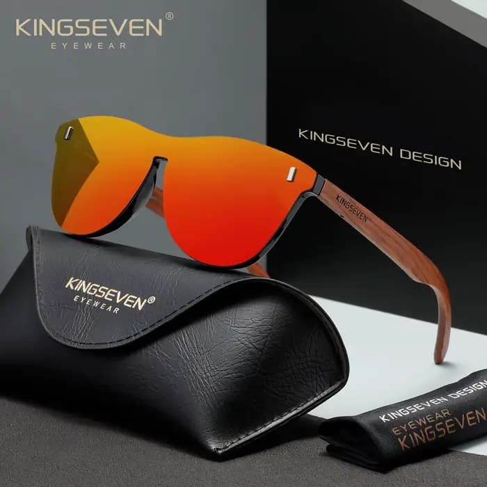 KINGSEVEN Lunettes de soleil en bois polarisées pour hommes et femmes, verres de mode UV400, pour la
