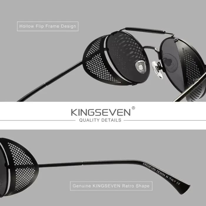 KINGSEVEN – lunettes de soleil rétro gothiques Steampunk, polarisées UV400, pour hommes et femmes, à