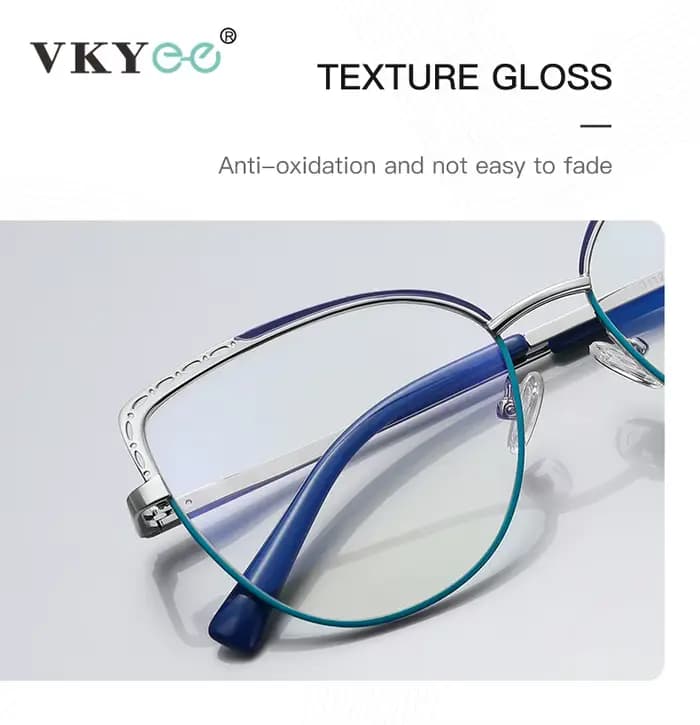 VKYEE métal géométrique femmes Anti-lumière bleue lunettes Design à la mode personnalisable Prescrip