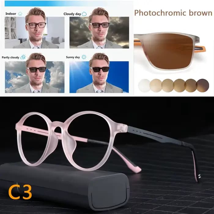 Lunettes photochromiques ultralégères en titane pour hommes et femmes, verres pour myopie, lunettes 