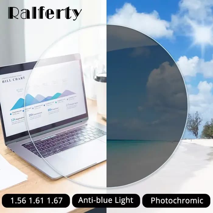 Ralferty 1.56 1.6 1.67 Anti bleu photochromique gris lentille caméléon lunettes de soleil clair myop