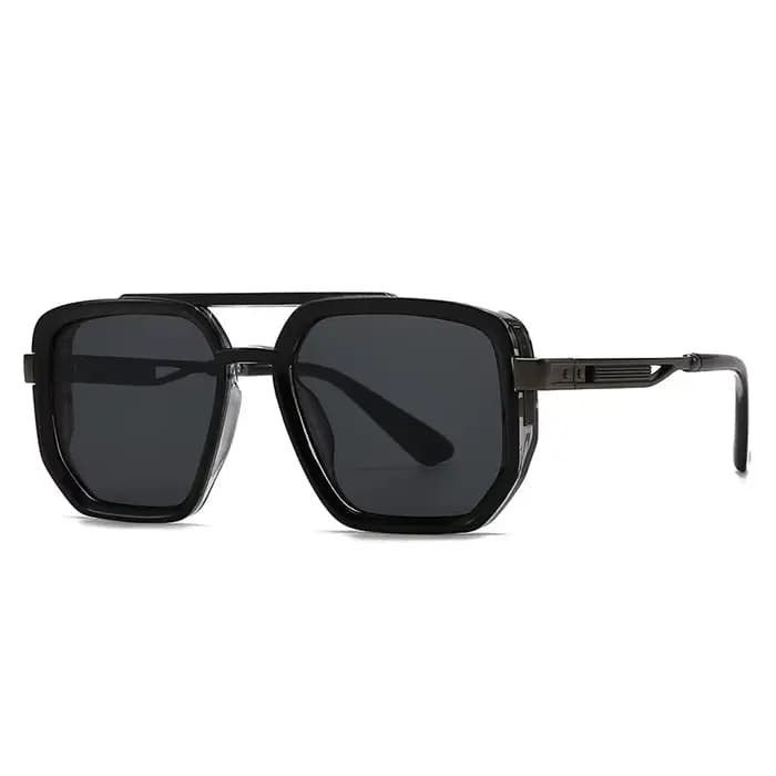 SO & EI Ins mode populaire Double ponts lunettes de soleil carrées femmes rétro Rivets bleu vert hom