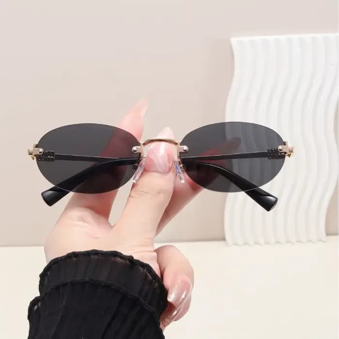 Lunettes de soleil ovales sans monture pour femmes 2026 – Nouvelles lunettes de soleil en alliage dé