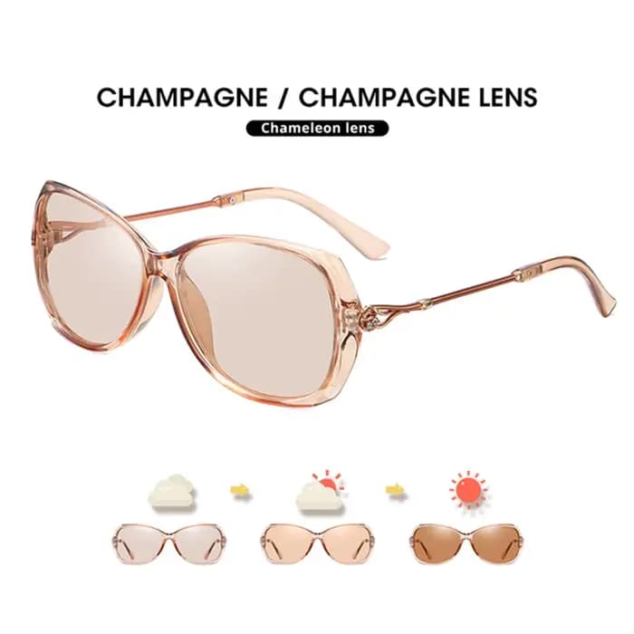 LIOUMO 2026 – Lunettes de soleil photochromiques élégantes pour femme, verres polarisés effet camélé