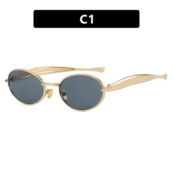 Marque de luxe cadre ovale lunettes de soleil femmes à la mode ronde petit cadre lunettes de soleil 