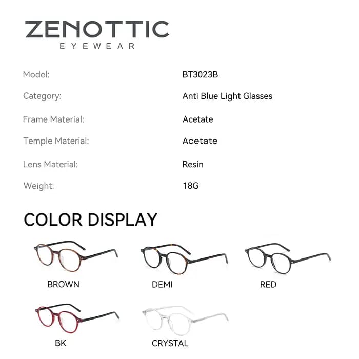  ZENOTTIC – lunettes de vue rétro rondes pour femmes et hommes, verres progressifs anti-lumière ble