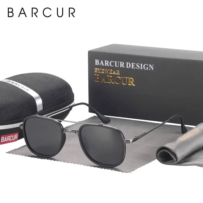 BARCUR-Lunettes de soleil carrées polarisées pour hommes et femmes, lunettes de soleil classiques, a