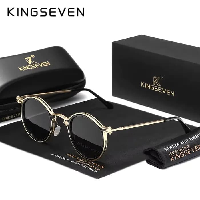 KINGSEVEN – lunettes de soleil rondes pour hommes et femmes, monture petite, style gothique, Steampu