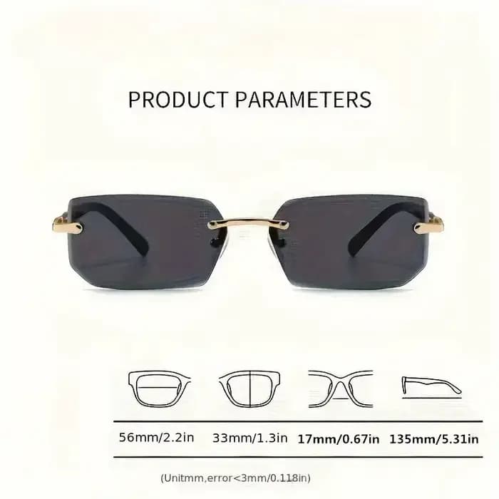 Lunettes de soleil rectangulaires sans monture pour hommes et femmes, nuances populaires, petites lu