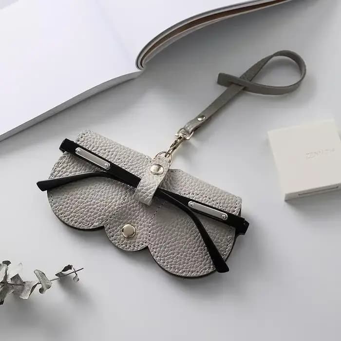 Housse de lunettes en relief Litchi, jolie pochette suspendue en cuir PU pour lunettes de soleil, sa