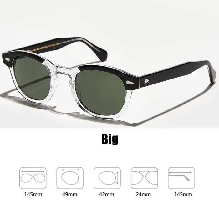 Lunettes de soleil polarisées vertes pour hommes et femmes, lunettes de soleil Johnny Depp LemRish, 