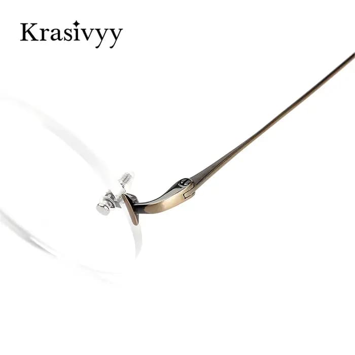 Krasivyy Vintage rond sans monture lunettes hommes titane optique myopie Prescription lunettes femme