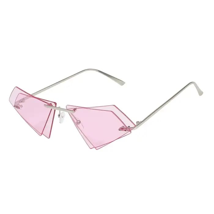 Lunettes de soleil en cristal femmes hommes lunettes de soleil sans monture pour dame Sexy Double le