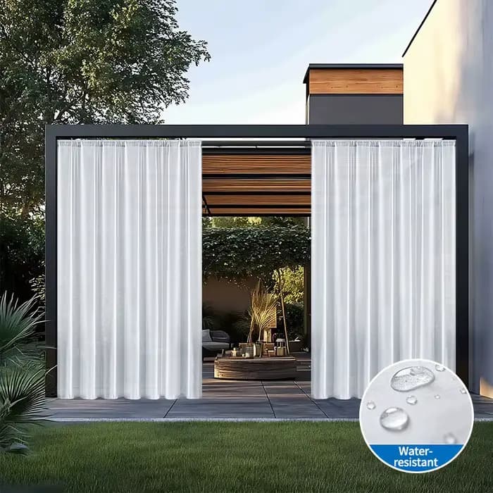 1 pièce Rideaux modernes unis imperméables pour extérieur, jardin, patio, gazebo, terrasse, balcon, 