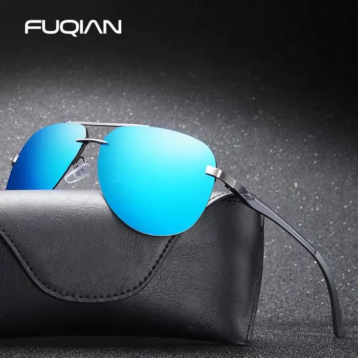 Lunettes de soleil polarisées pilote sans bords pour hommes et femmes, lunettes de soleil en alumini
