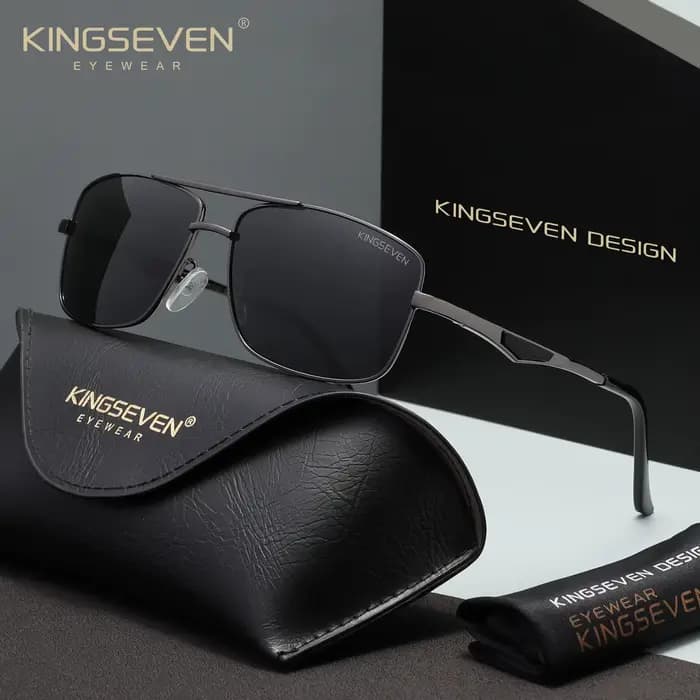 KINGSEVEN – lunettes de soleil rectangulaires pour hommes, Style tendance, en aluminium, UV400, pour