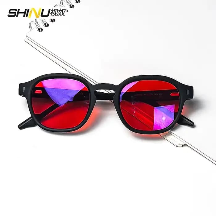 SHINU Anti lumière bleue lunettes dormir mieux lentilles rouges pour hommes lentille Orange lunettes