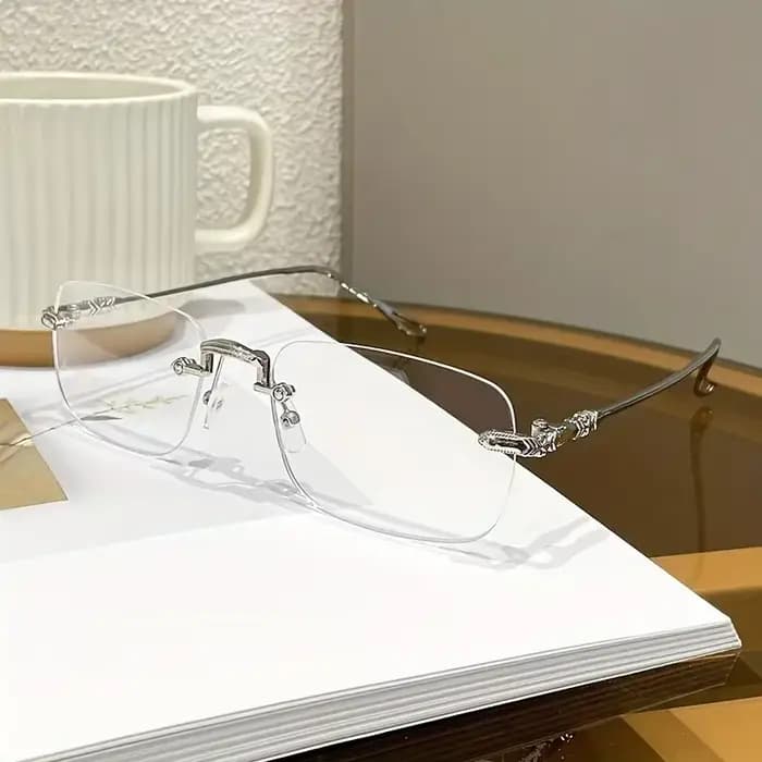 Lunettes rectangulaires sans monture pour femmes élégantes avec lunettes à monture métallique bloqua