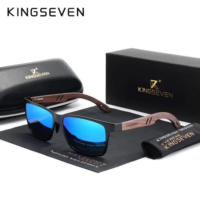 KINGSEVEN aluminium fait à la main en bois de noyer lunettes de soleil hommes haute qualité lunettes