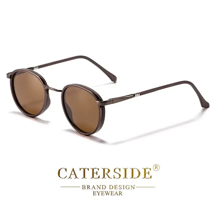 Caterside – lunettes de soleil polarisées rondes Vintage pour hommes et femmes, monture métallique, 