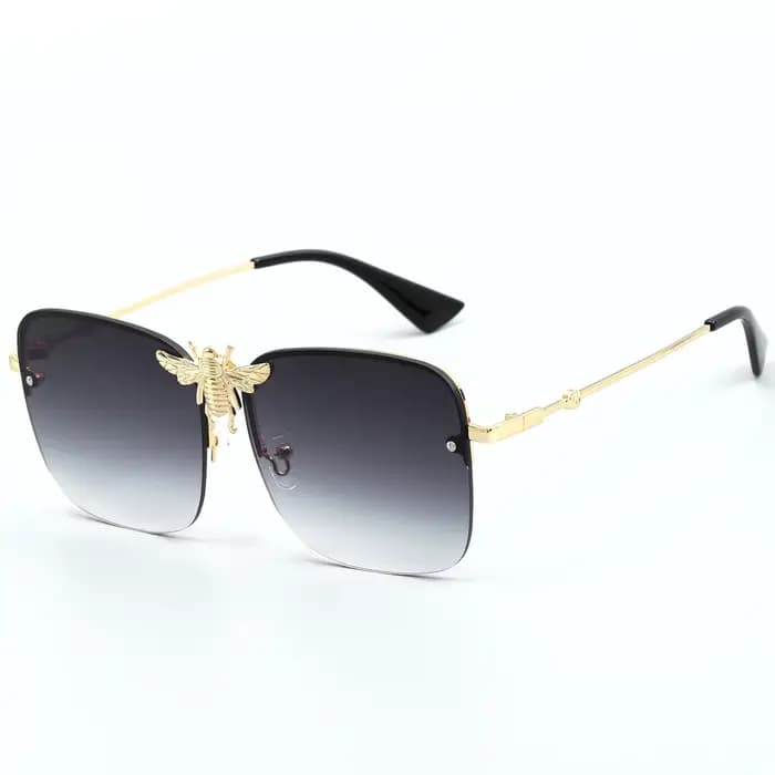 Lunettes de soleil abeille dorée pour hommes et femmes, verres carrés Vintage à la mode, A51007