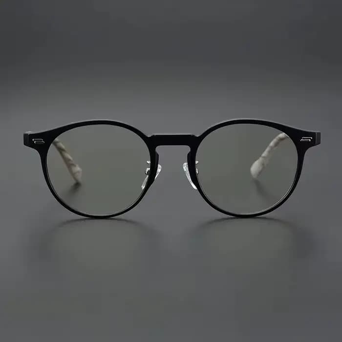 Monture de lunettes rétro avec Grain de bois, Anti lumière bleue, monture circulaire à la mode pour 