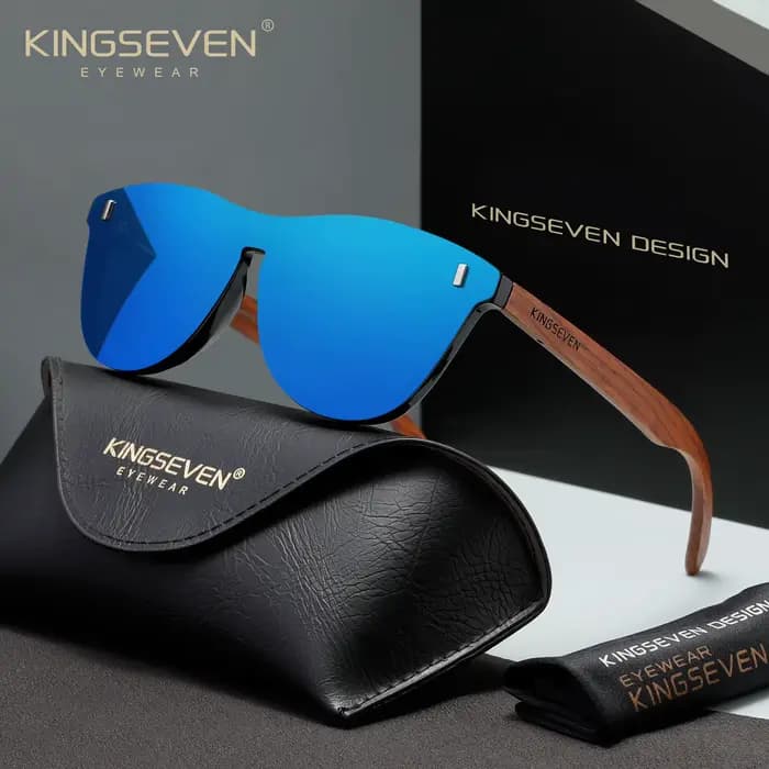 KINGSEVEN Lunettes de soleil en bois polarisées pour hommes et femmes, verres de mode UV400, pour la