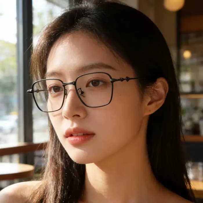 MOMOJA Lunettes rétro carrées pour hommes et femmes, lunettes en titane de haute qualité, ultra légè