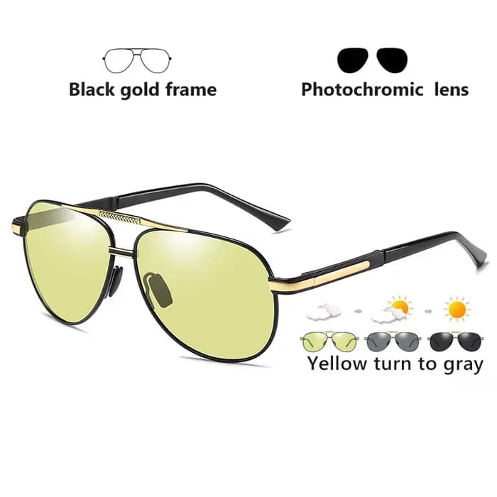 Lunettes de soleil pilote pour hommes lunettes polarisées photochromiques femmes caméléon lunettes d