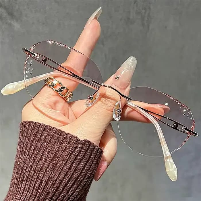 Lunettes de lecture élégantes sans monture pour femmes, design de luxe unisexe, anti-lumière bleue, 