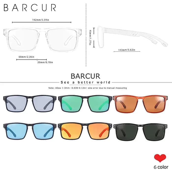 BARCUR-Lunettes de soleil polarisées en bois naturel pour hommes, design original, lunettes de solei