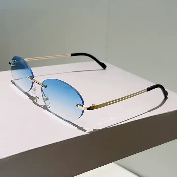 KAMMPT sans monture ovale lunettes de soleil hommes mode dégradé décor nuances femmes 2025 nouveau à