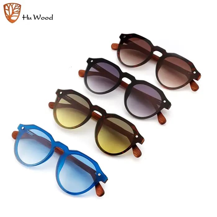 Lunettes de soleil vintage de luxe Hu Wood pour femmes, sans monture, UV400, lunettes de soleil clas