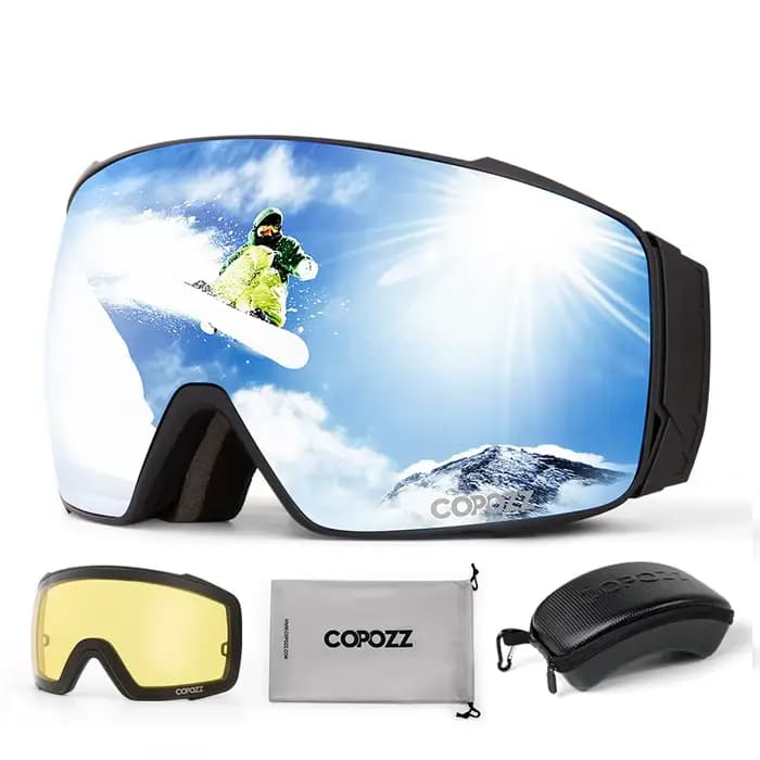 Copozz lunettes de Ski polarisées magnétiques Anti-buée hiver Double couche Protection UV400 hommes 