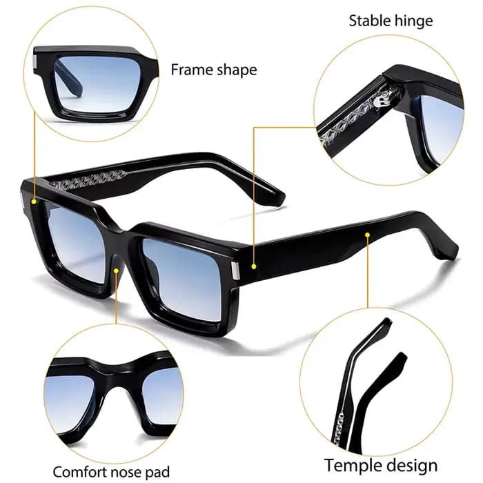 HBK Punk Vintage carré hommes lunettes de soleil marque Design petit cadre lunettes de soleil fête v