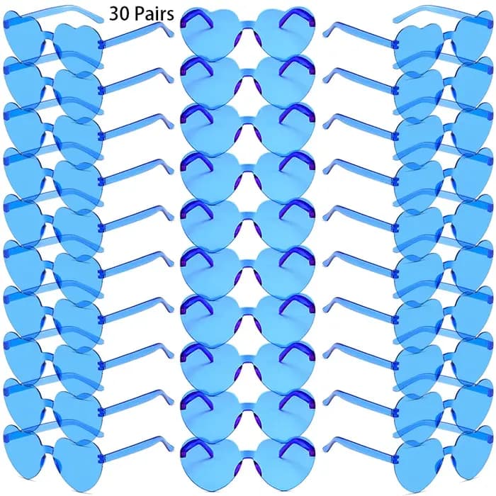 30 paires par ensemble lunettes de soleil en forme de coeur mignon sans monture couleur unie plage v