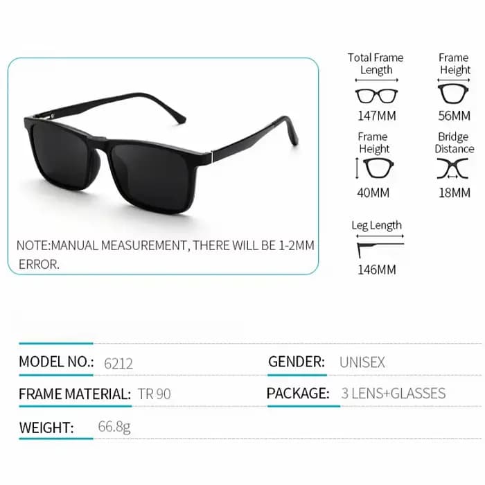 YIMARUILI mode Blg taille TR90 lunettes magnétiques polarisées à clipser femmes carré optique Prescr