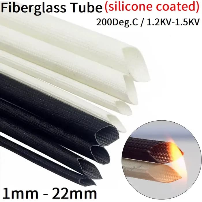 Tube en fibre de verre 1- 20mm, revêtement en résine de Silicone, isolé, manchon tressé en Fiber de 