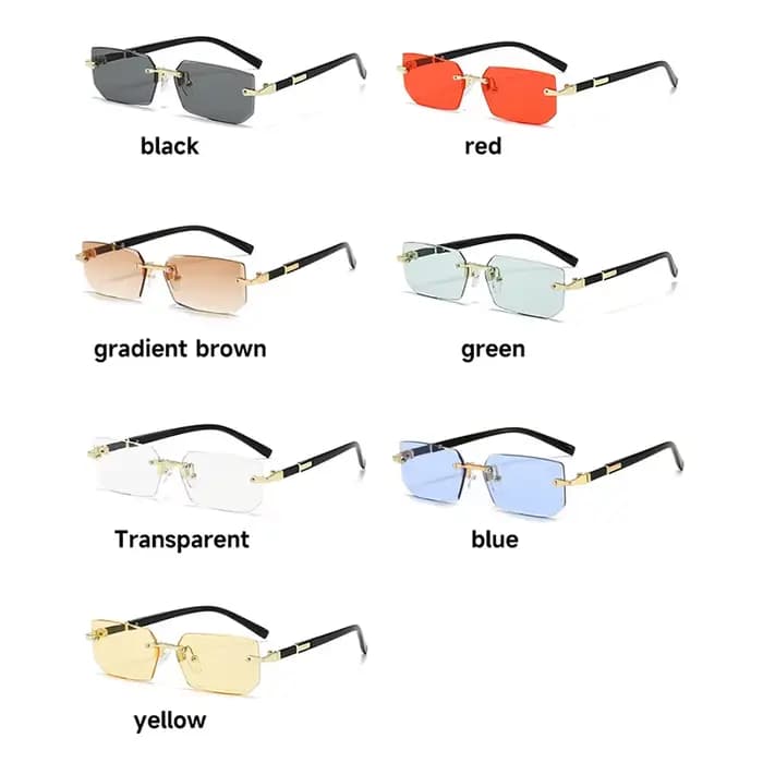 Lunettes de soleil rectangulaires sans bords, 1 pièce/2 pièces/3 pièces, mode populaire pour femmes 