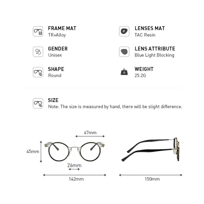 MERRYS DESIGN rétro rond Steampunk lunettes cadre hommes femmes luxe alliage de titane lunettes myop