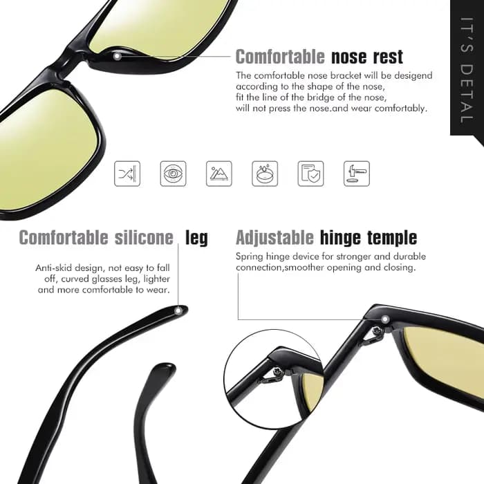 Lunettes de soleil à changement de lumière bleue, Design à Micro-Rivet pour la conduite et l'évasion